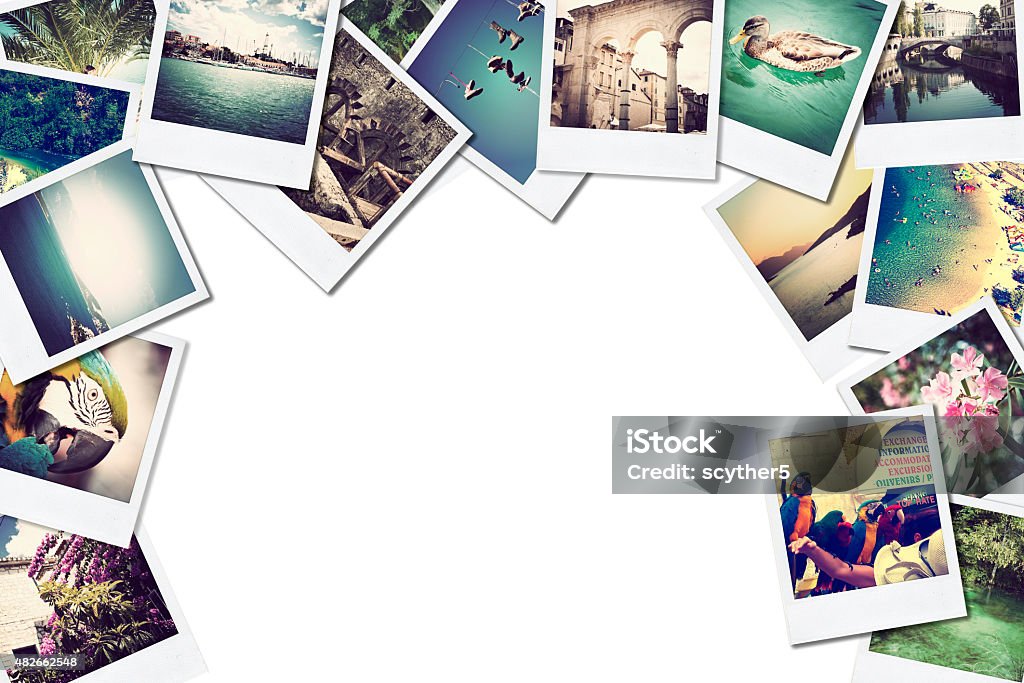 Pile of photographs with space for your logo or text. A pile of photographs with space for your logo or text. Photograph Stock Photo