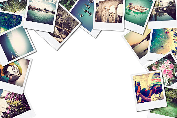 Pile of photographs with space for your logo or text. A pile of photographs with space for your logo or text. printout photos stock pictures, royalty-free photos & images
