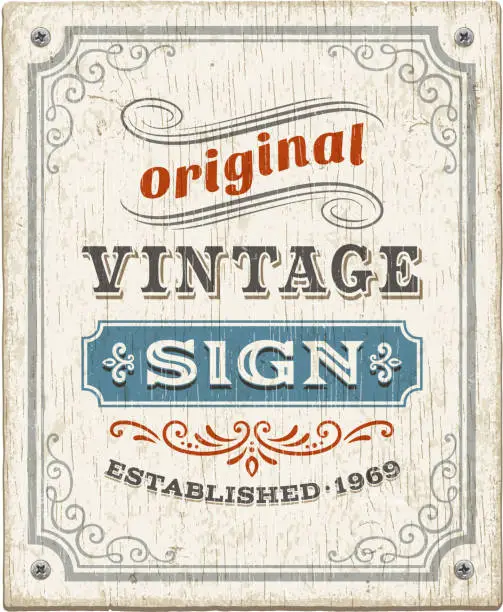 Vector illustration of Vintage Wooden Sign