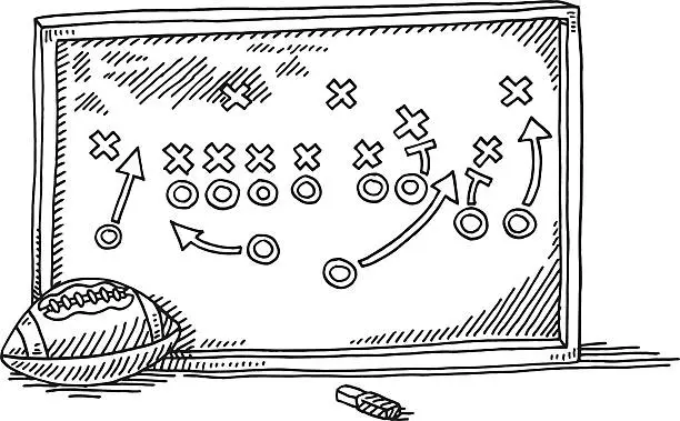 Vector illustration of American Football Strategy Board Drawing