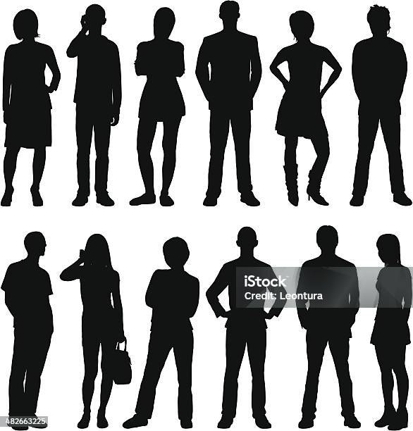 Highly Detailed City People Stock Illustration - Download Image Now - In Silhouette, Customer, Men