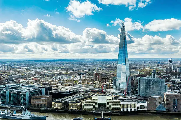 London, England, UK, APRIL 11, 2015: Overview of London with the Shard building.