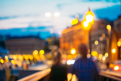 Real Blurred Colorful Bokeh Background With Defocused Lights  In Stockholm, Sweden