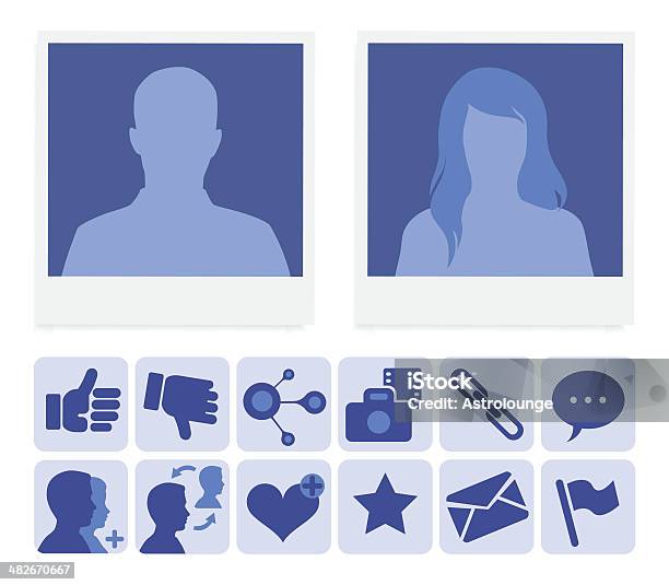 Social Network Profile Stock Illustration - Download Image Now - Profile View, Photograph, Social Media
