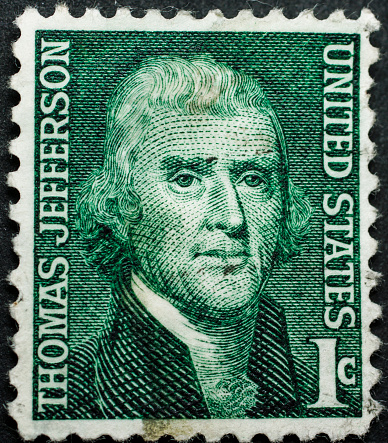 Thomas Jefferson portrait close-up on 2 dollar banknote