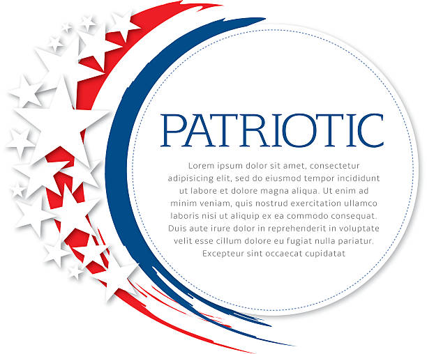 illustrazioni stock, clip art, cartoni animati e icone di tendenza di patriottico flyer - star shape red blue white