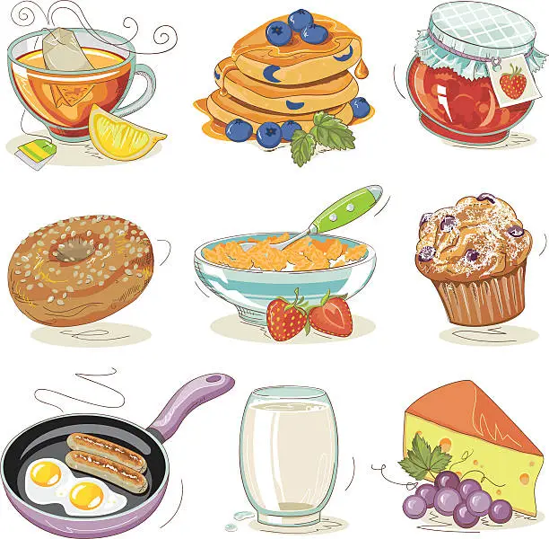 Vector illustration of Breakfast Design Elements