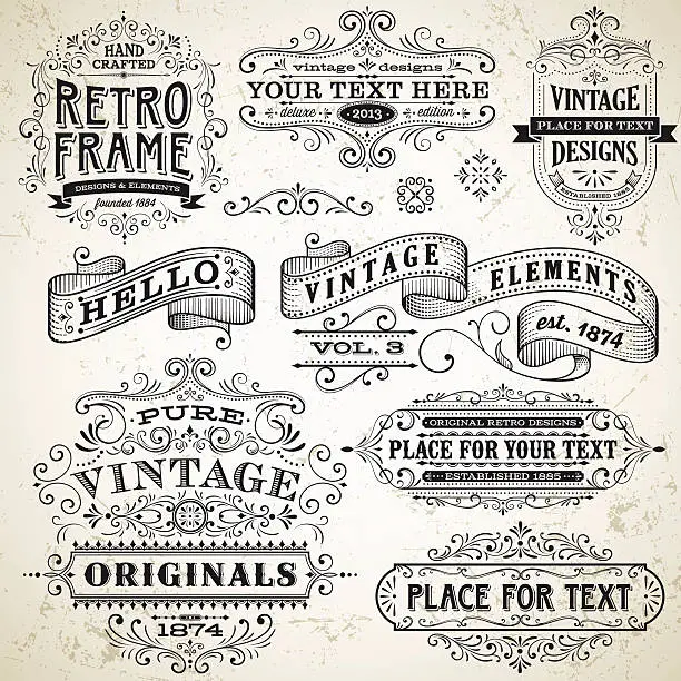 Vector illustration of Vintage Frames and Design Elements