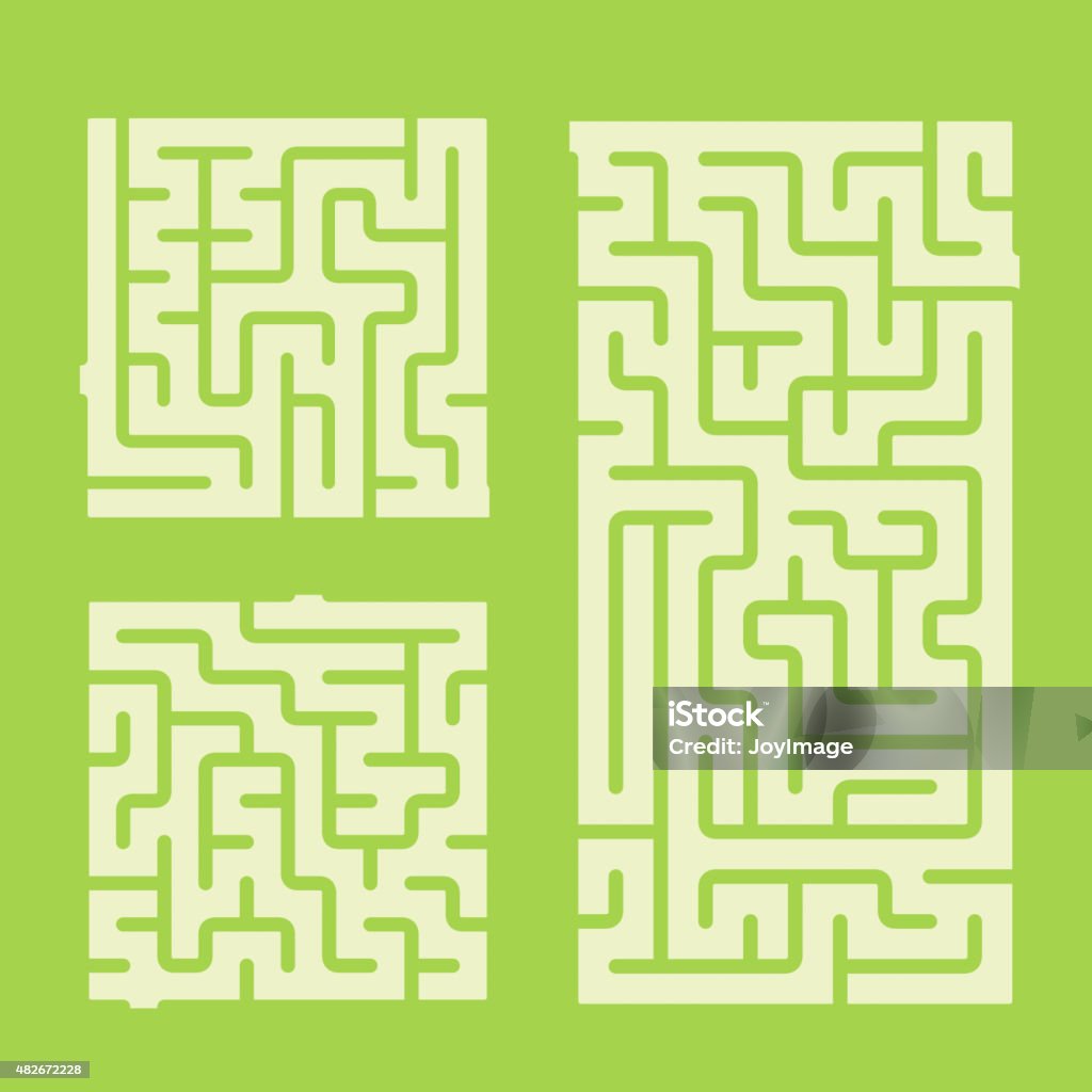 Modern Square Labyrinth Set Stock Illustration - Download Image Now ...