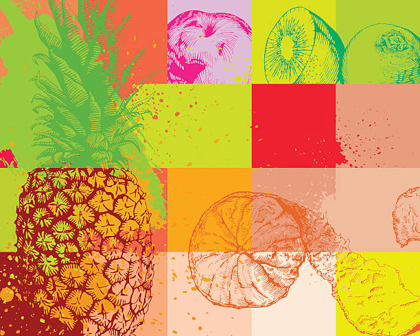 Fruit Background Fruit abstract background, high detail - vector illustrtation fruit backgrounds stock illustrations