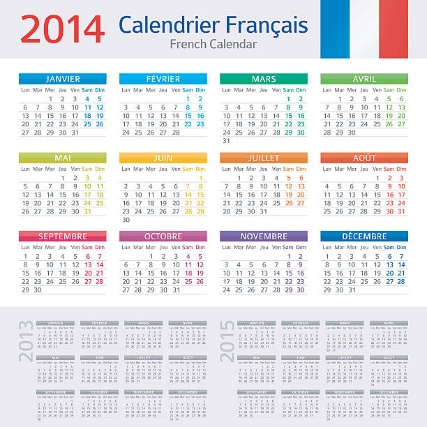 ｺﾒｾ 달력/calendrier français 2014 - 2013 2014 personal organizer calendar stock illustrations