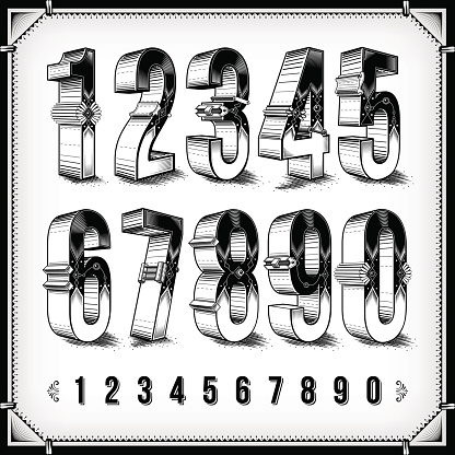 A collection of intricately designed numerals. EPS 8 file, without transparencies, layered & grouped, 