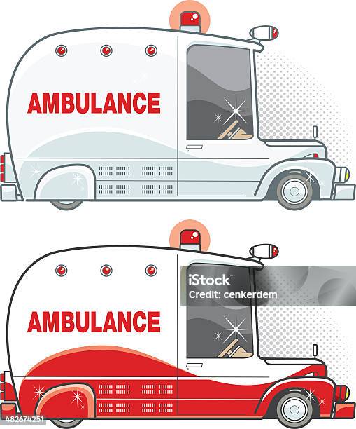Ilustración de Dos Versiones De Retro Ambulancia y más Vectores Libres de Derechos de Accidentes y desastres - Accidentes y desastres, Ambulancia, Anticuado