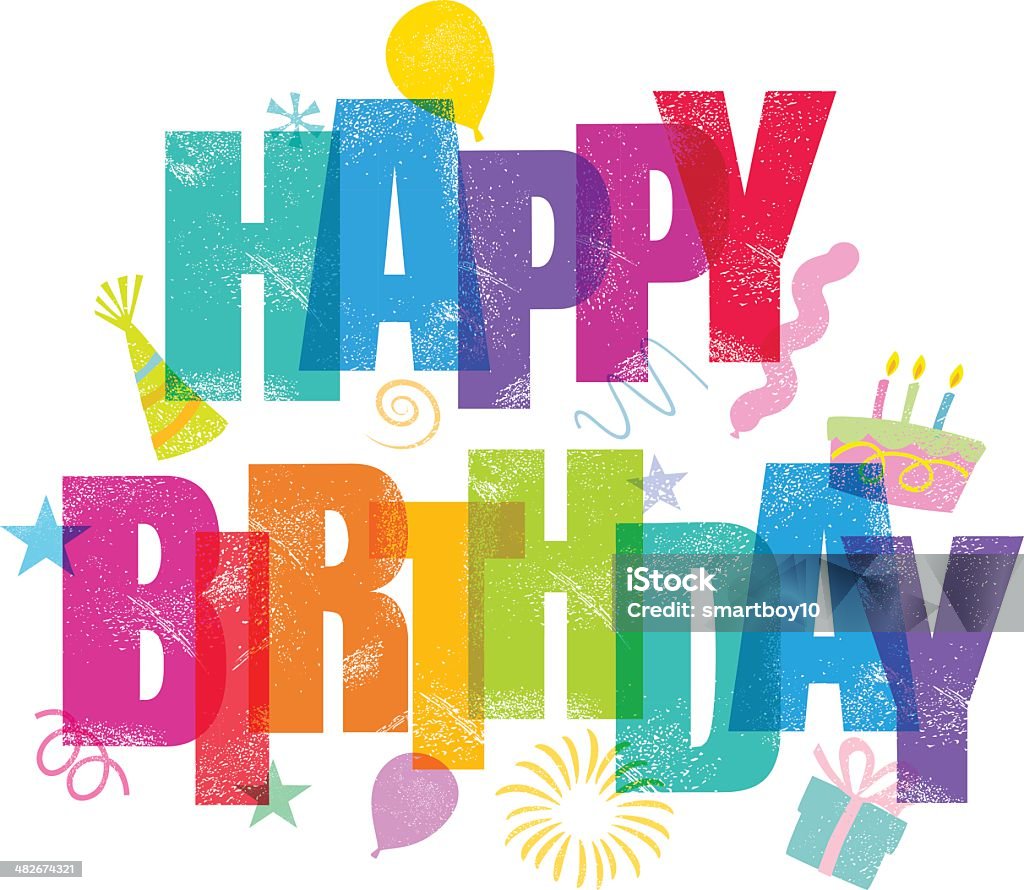 Happy Birthday Birthday Greeting card message in traditional letter press print style. CS3 and CS3 versions in the zip. Birthday stock vector