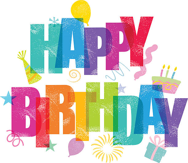 Happy Birthday Birthday Greeting card message in traditional letter press print style. CS3 and CS3 versions in the zip. happy birthday typography stock illustrations