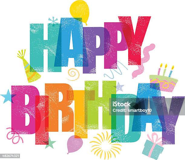 Happy Birthday Stock Illustration - Download Image Now - Birthday, Text, Vector