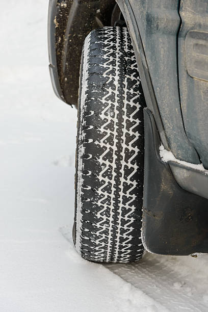 istock wheel in deep winter snow snowbank 482674709