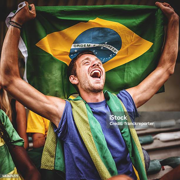 Seguidores En El Estadio Brasil Foto de stock y más banco de imágenes de Aclamar - Aclamar, Adulto, Aficionado