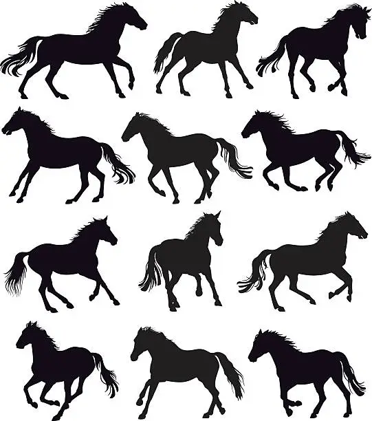 Vector illustration of Running Horses