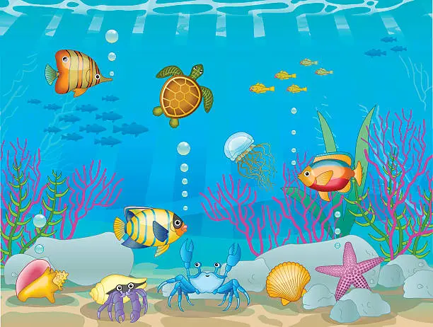 Vector illustration of underwater scene