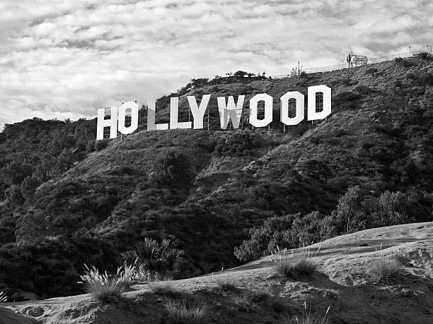 Hollywood Sign Black and White Los Angeles, California, USA - September, 29th 2010:  The famous Hollywood sign in popular Griffith Park. griffith park photos stock pictures, royalty-free photos & images
