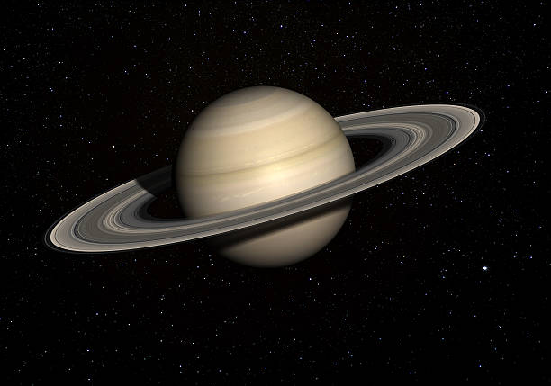 Saturn with stars in the background. A 3D render made with "Blender" using publicly available textures from NASA: saturn stock pictures, royalty-free photos & images