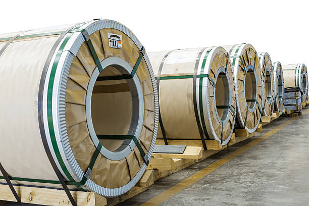 istock Cold rolled steel coils in package 482675386