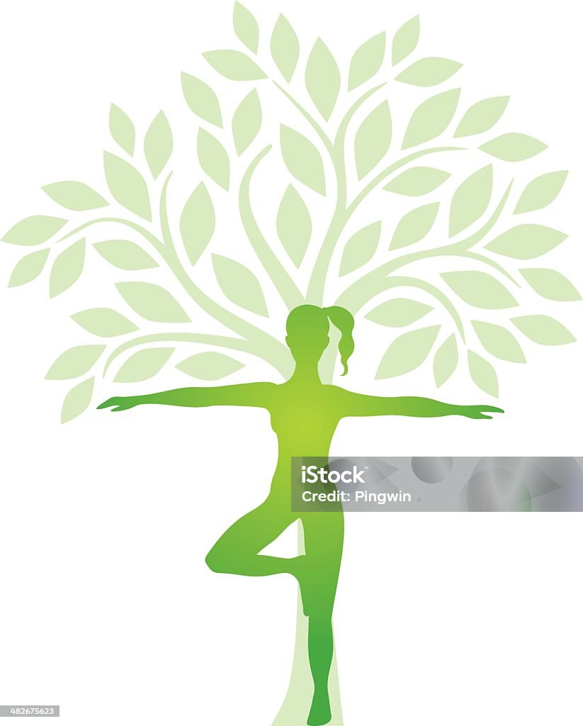 Árbol posiciones - arte vectorial de Yoga libre de derechos