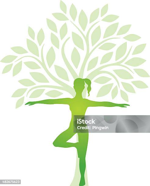 Pozycja Drzewa - Stockowe grafiki wektorowe i więcej obrazów Joga - Joga, Drzewo, Pilates