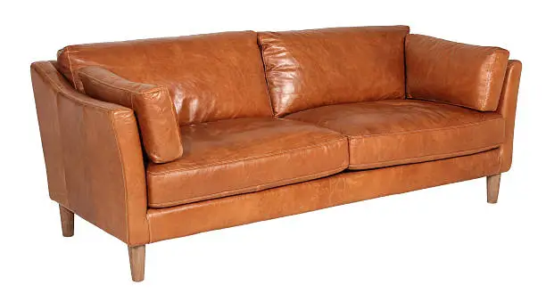 Leather sofa isolated with clipping path.