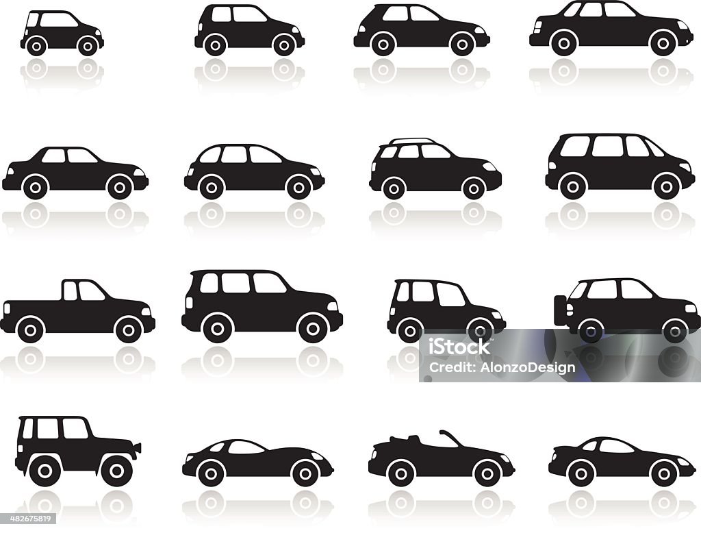 Samochód Zestaw ikon - Grafika wektorowa royalty-free (Samochód sportowy)