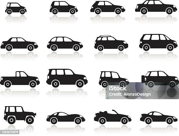 Samochód Zestaw Ikon - Stockowe grafiki wektorowe i więcej obrazów Samochód sportowy - Samochód sportowy, 4x4, Ciężarówka transportowa