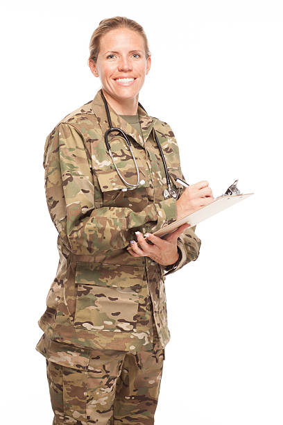 istock Female Army doctor in uniform. 482675822