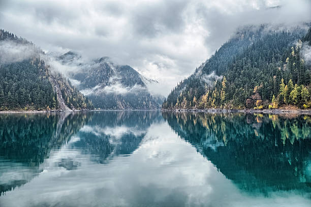 long lake in jiuzhaigou valley scenic and historic interest area, hdr image