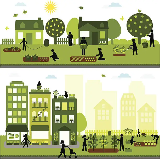 Vector illustration of Urban Agriculture Community