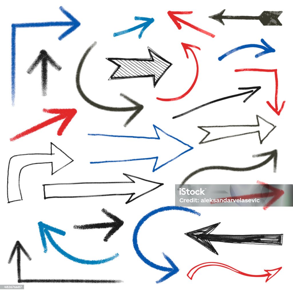 Flechas dibujados a mano - arte vectorial de Con textura libre de derechos