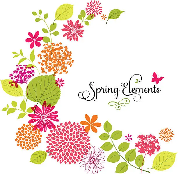 Vector illustration of Spring flower design with copyspace on white