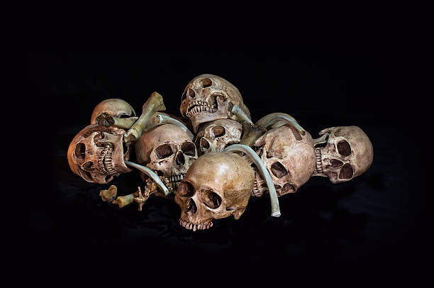 istock Awesome, pile of skull and bone, on black background, 482679954