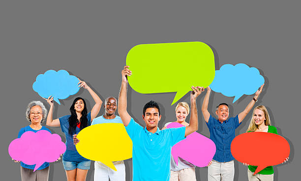istock Diversity People Holding Colorful Speech Bubbles Concept 482680608