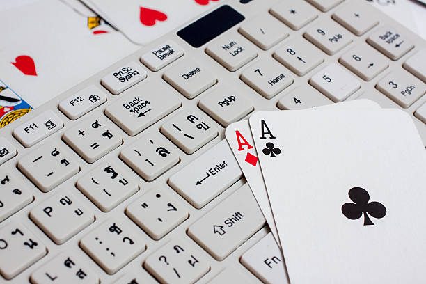 istock Cards over computer keyboard and smartphone. Concept of online c 482681790