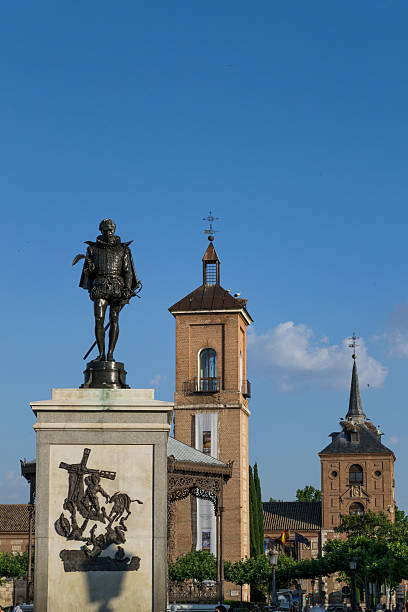 cervantes square in alcala - sancho stok fotoğraflar ve resimler