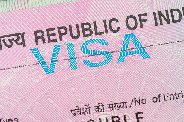 istock India visa in a passport macro 482685670