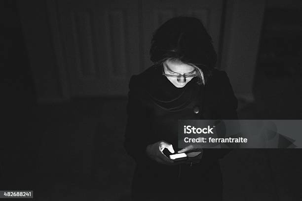 Working Late Stock Photo - Download Image Now - Black And White, Connection, 30-39 Years