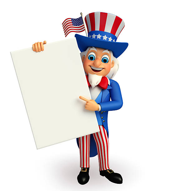 istock Illustration of Uncle Sam with sign 482688561