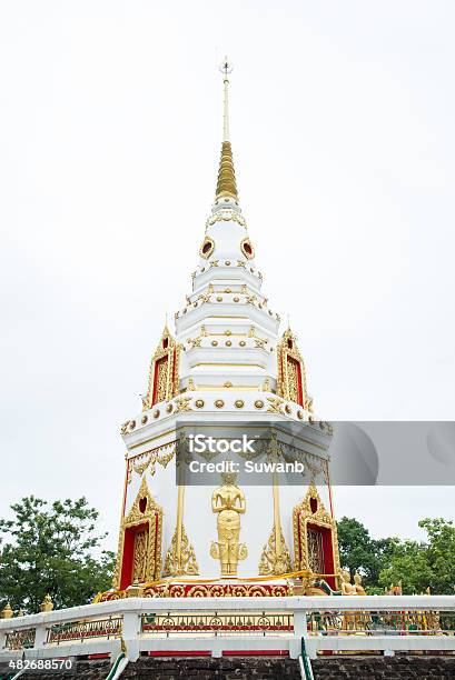 White Pagoda And Golden Buddha Stock Photo - Download Image Now - 2015, Architecture, Asia