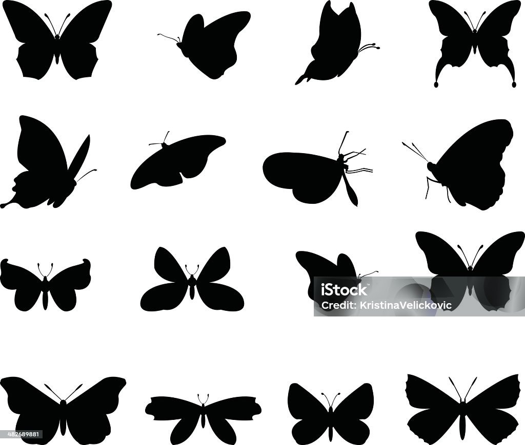Silhueta de insectos - Royalty-free Borboleta arte vetorial