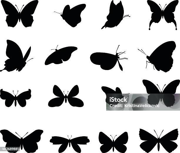Butterflies Silhouette Stock Illustration - Download Image Now - Butterfly - Insect, In Silhouette, Icon Symbol
