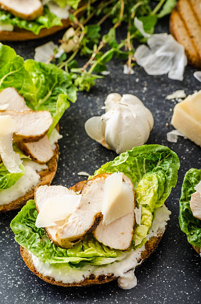 istock Ceasar salad on panini toast 482690194