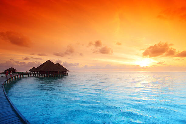istock maldivian houses on sunrise 482690309