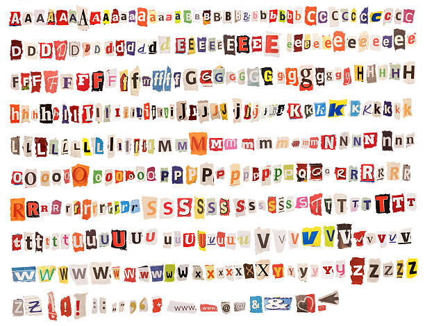 Colorful Alphabet – from Newspapers and Magazines Colorful Alphabet – torn out from Newspapers and Magazines. Perfect for Threatening Letters. capital letter photos stock pictures, royalty-free photos & images